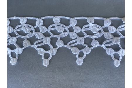 3 1/2" Art Nouveau-Style White Rayon Venise Lace Trim