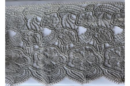 8" Cool Khaki Intricate Floral Cotton Venise Lace Trim (Made in Italy)